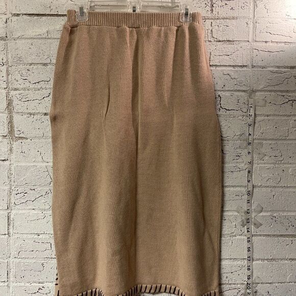 Vintage 220 Hickory Tan Fall Floral Camel Sweater Skirt Set Small - Picture 12 of 16
